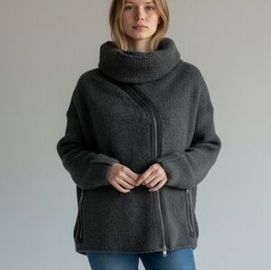 Haider Ackermann Charcoal Cowl Neck Sweater